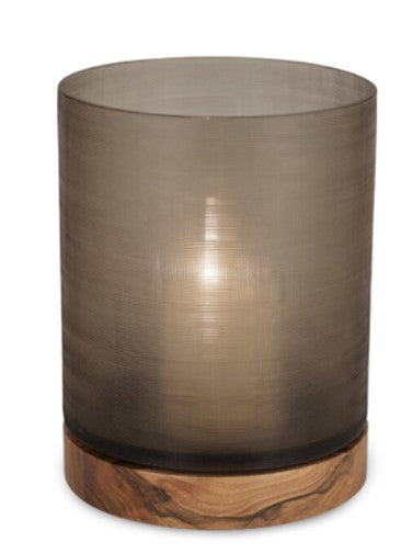 Guaxs - ARAN lantaren L Walnut Smoke Grey Windlicht